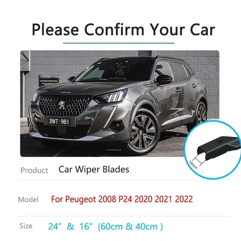 For Peugeot 2008 P24 2020 2021 2022 Frameless Wiper Blades Cutter Windscreen Windshield Cleaning Replacement Accessory 24 16