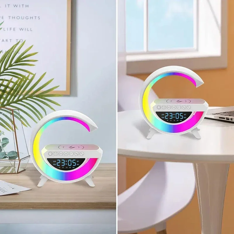 Lampki nocne LED Smart Wake RGB z budzikiem Bezprzewodowa ładowarka Głośnik Bluetooth do budzika Dekoracja pokoju sypialni