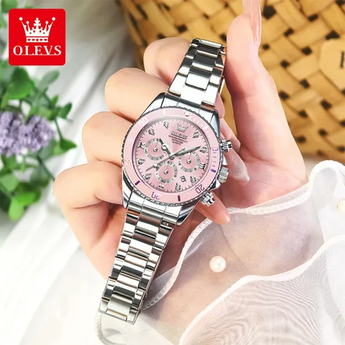 Imagen 2 del producto OLEVS 5632 reloj de lujo para mujer, reloj de cuarzo Original, multifuncional, HD, fecha, cronógrafo luminoso resistente al agua, reloj de regalo para mujer