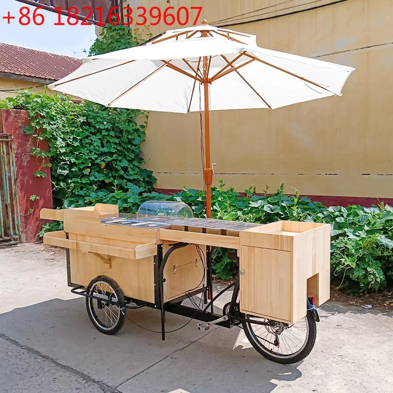 YAO Multifunctional Solid Wood Mobile Night Market Market Food Street Outdoor Trolley