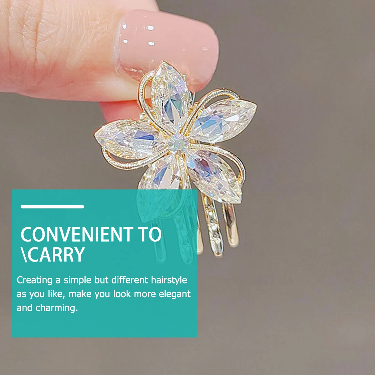 

3pcs Crystal Flower Hair Claw Clips Small Jaw Accessories for Women Thin Girl Hairpin Styling Tool Durability