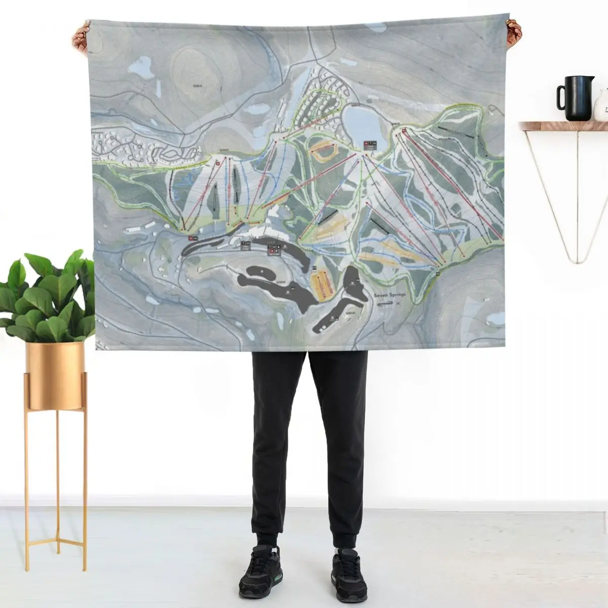 Seven Springs Resort Trail Map Throw Blanket Kid'S Comforter christmas gifts blankets ands Softest Sofa Throw Blankets