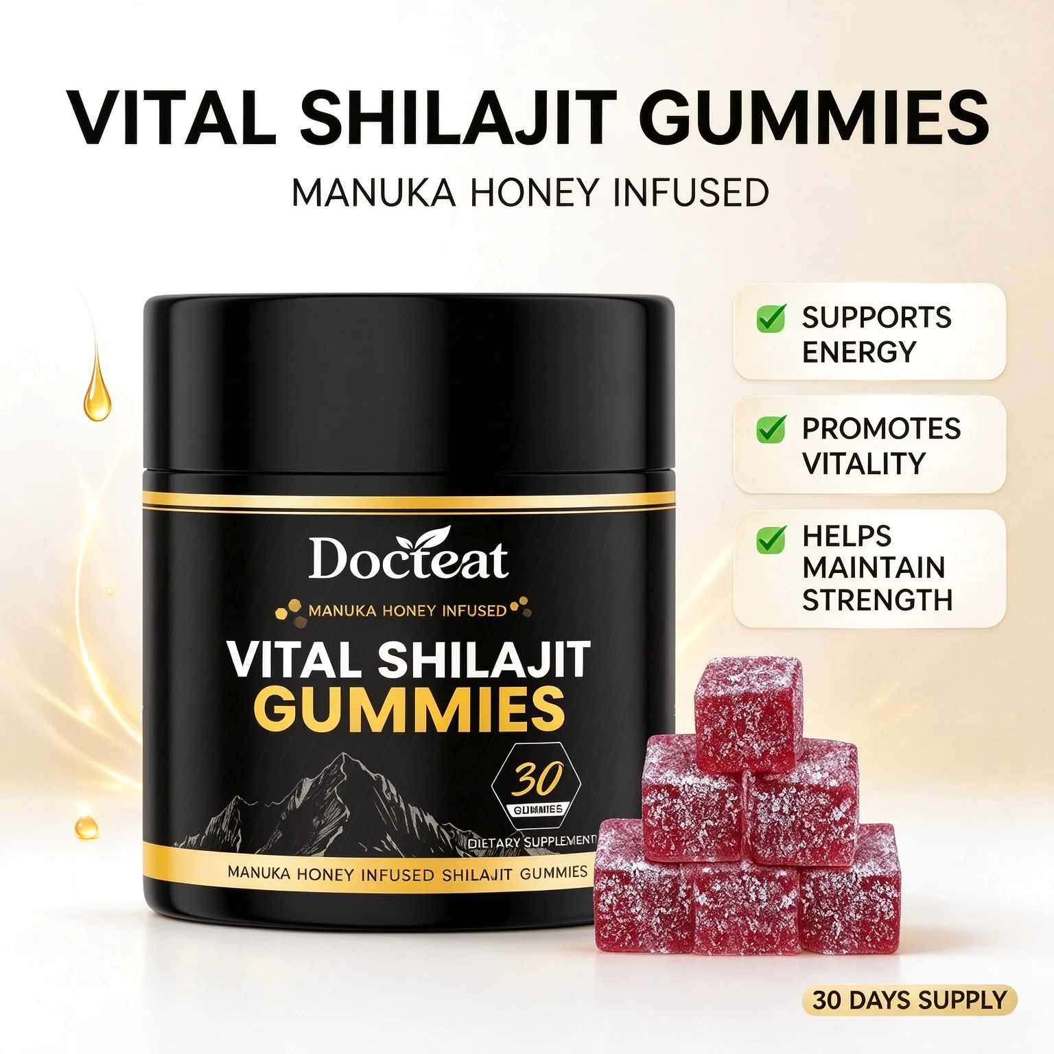 Shilajit Gummies Natural Vitality & Mental Focus Support Himalayan Mineral Nutrient Daily Supplement