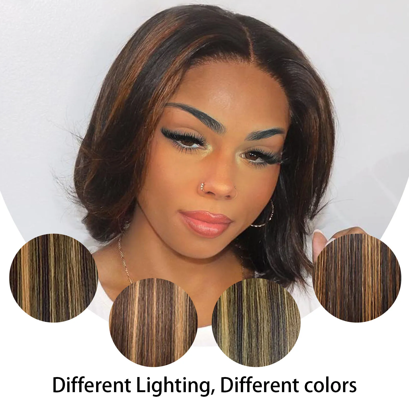 14 Polegada curto bob perucas de cabelo humano onda solta sem cola 5x5 perucas dianteiras do laço cabelo humano brasileiro ombre marrom fechamento do laço peruca