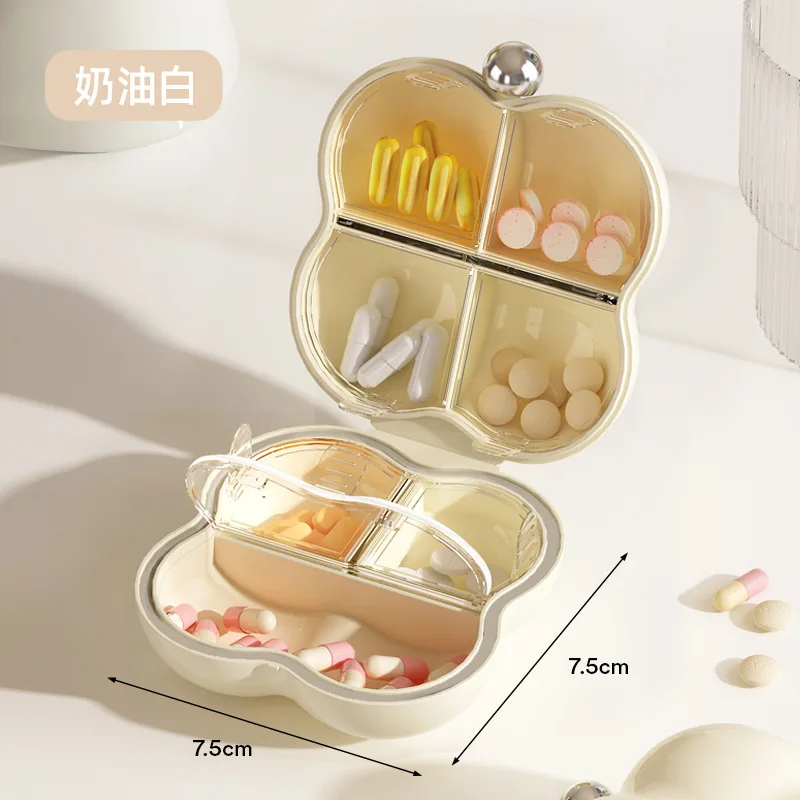 Portable Mini Travel Pill Box for Seven Days Pills Tablets Sealed Storage Box Cute Cotton Candy Shaped Jewelry Earring Organizer