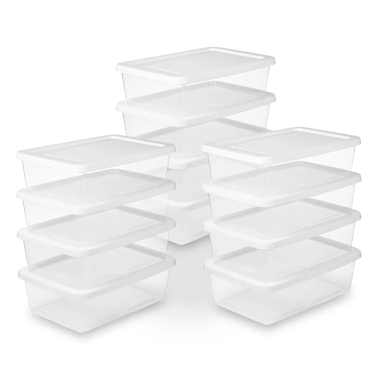 Storage Box Stackable Tote, White, 12 Quart, 12 Pack