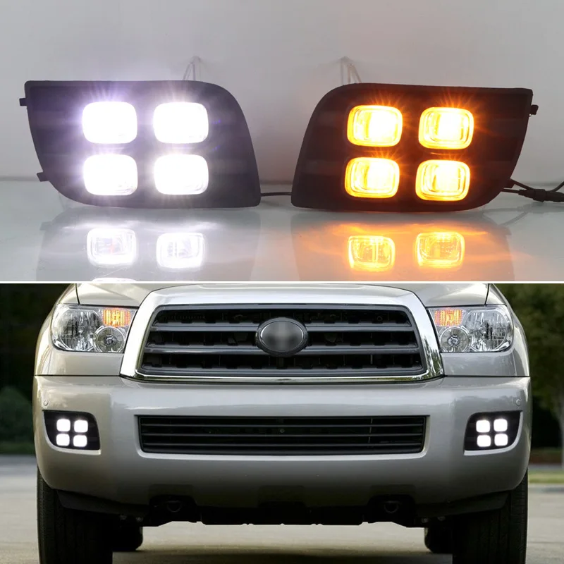 

Car Daytime Running Light For Toyota Sequoia 2007 2008 2009 - 2017 LED Daylight Turn Signal DRL Auto Stylish Fog Lamp