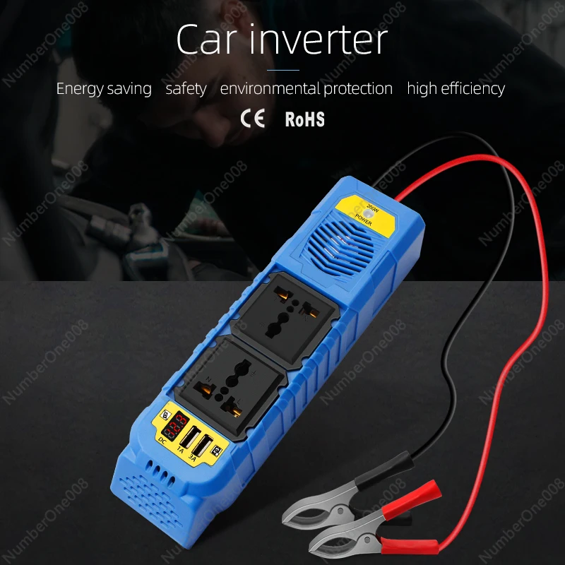 150W/300W Car Inverter 12V DC-AC Modified Sinewave 3 AC Outlets Dual USB Ports Home Air Conditioner
