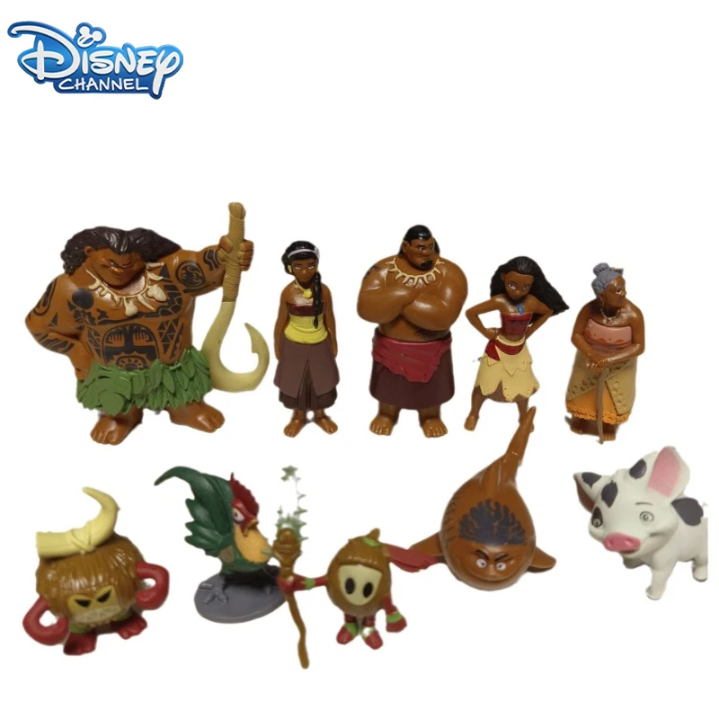 10pcs/set Disney Moana Toys Maui Gramma Tala Tui Tamatoa Heihei Rooster Pua Pig Hawk Pvc GK Model Children Collection Tide Play