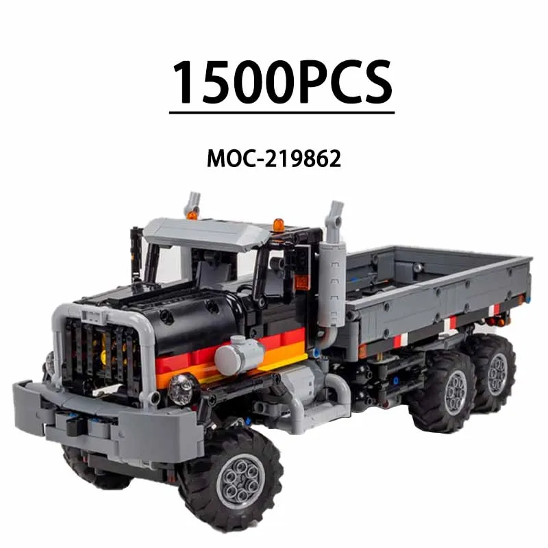 

Классический MOC- 219862 Супер грузовик-фургон 6 × 6, внедорожный грузовик, сложное сращивание, 1500 шт., строительные блоки для взрослых и детей, игрушки, подарок на день рождения