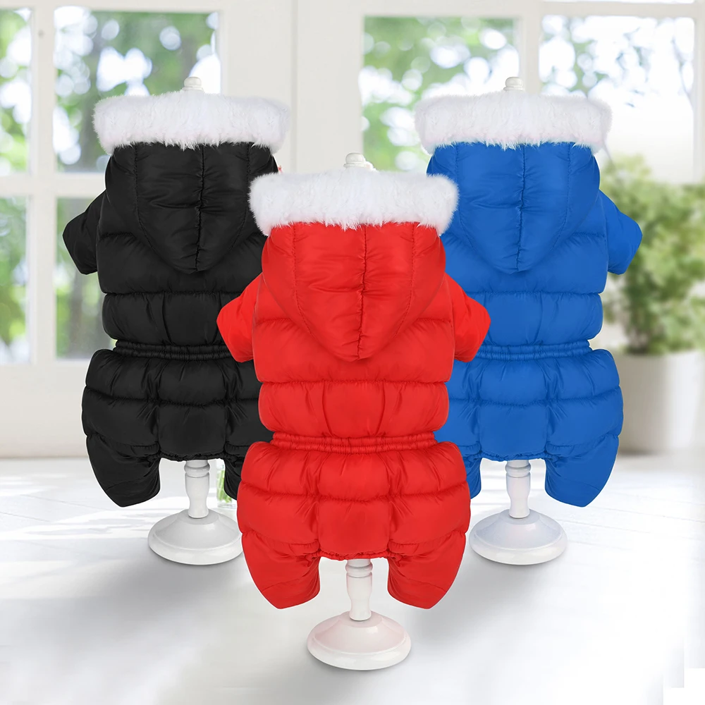 Small Pet Dog Clothes Winter Warm Dog Waterproof Coat Hoodies Thicken Pet Clothing Jumpsuit 4 Legs Jacket For Girl Boy Dogs