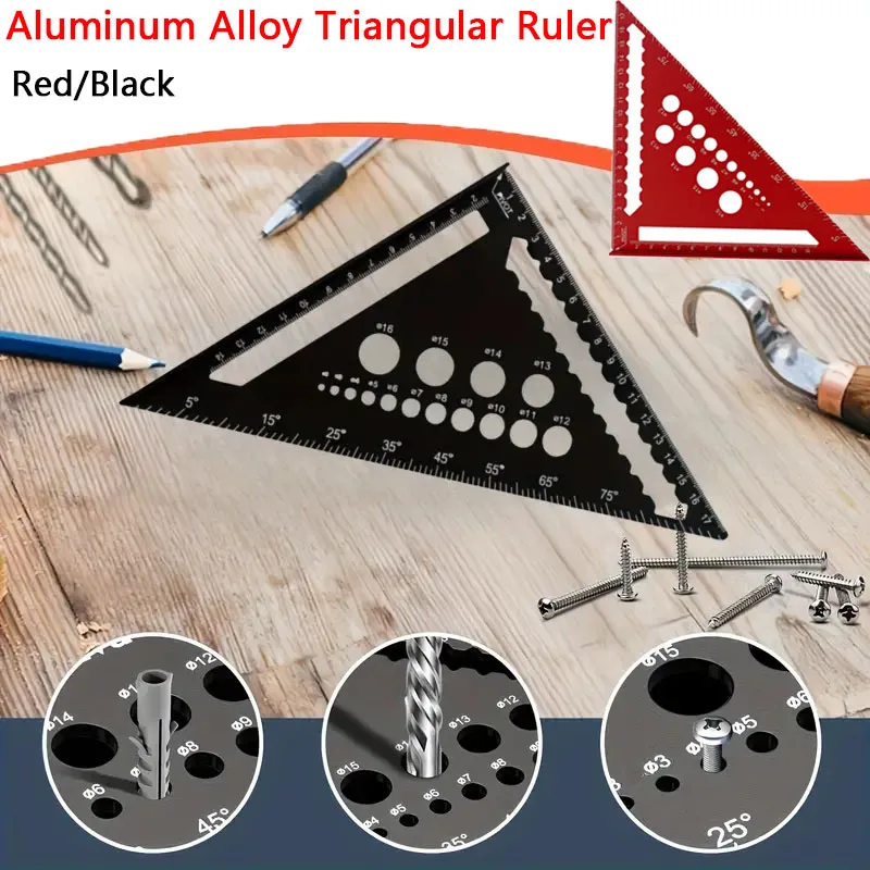 

1pc 7-Inch Aluminum Alloy Triangle Ruler 45/90° Multi-Angle Woodworking Measuring Tools For Drawing & Industrial Measurements