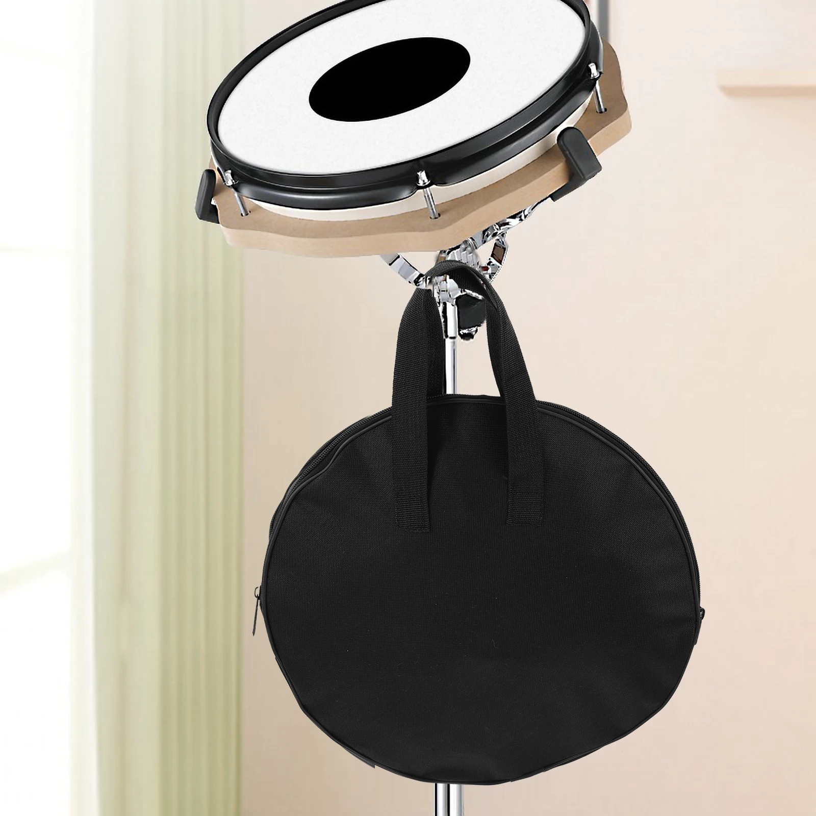 

Dumb Drum Pad Bag 12 Inch Black Cloth Case with Handle Storage Transport Protective Percussion Instrument Accessory Kit