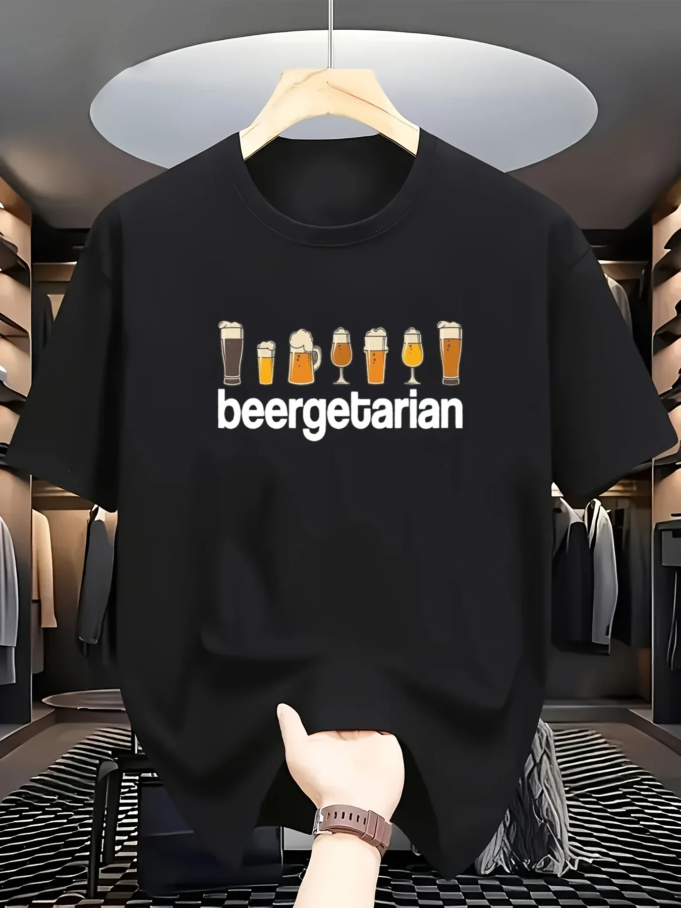 

The 2025 Oktoberfest design print T-shirt is a fashionable, casual, street trend pure cotton men's T-shirt for a beer party