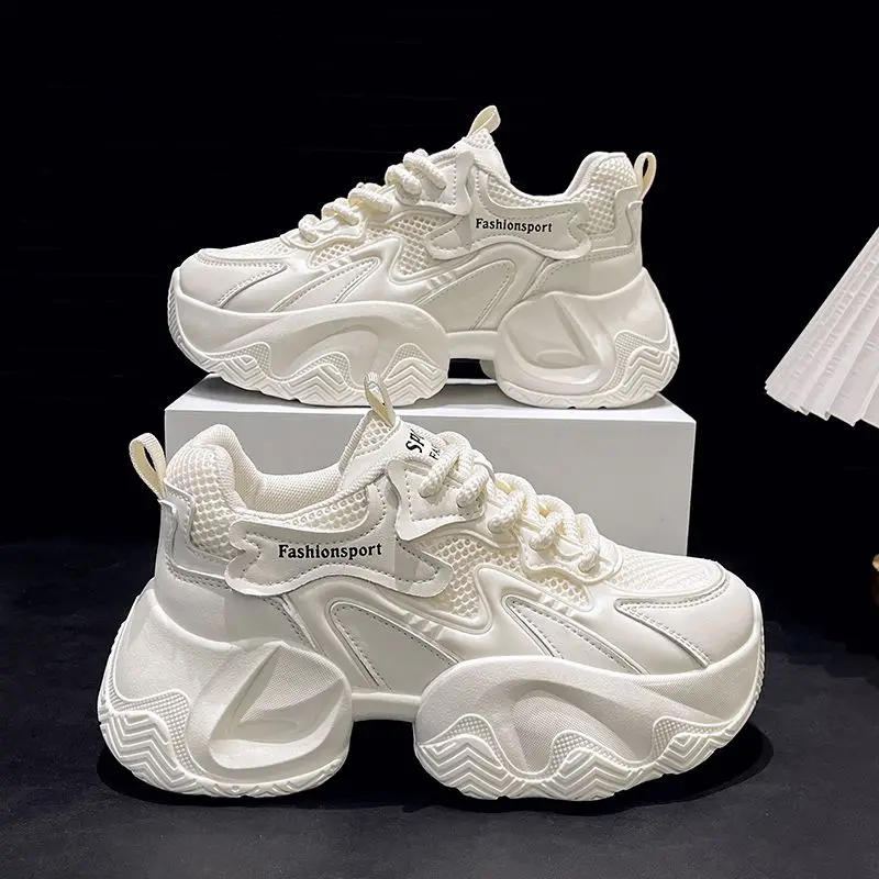 

Women's Clunky Sneakers 2025 Summer New Breathable Mesh Thick Sole Height Increase Casual Sneakers Chunky Shoes for Women