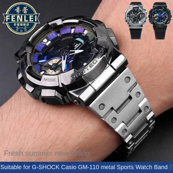 Cinturino per orologio in acciaio inossidabile solido da 16mm per Casio G-Shock piccolo cannone in acciaio GM110 GM-110B GM-110G Refit cinturino per cinturino catena