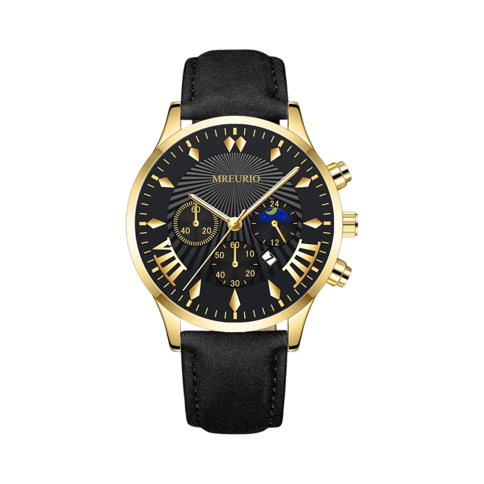 

‌ Часы из черного золота, осень 2021, кожаный ремешок, офисный многофункциональный циферблат, деловое повседневное мужское платье, роскошные стильные часы