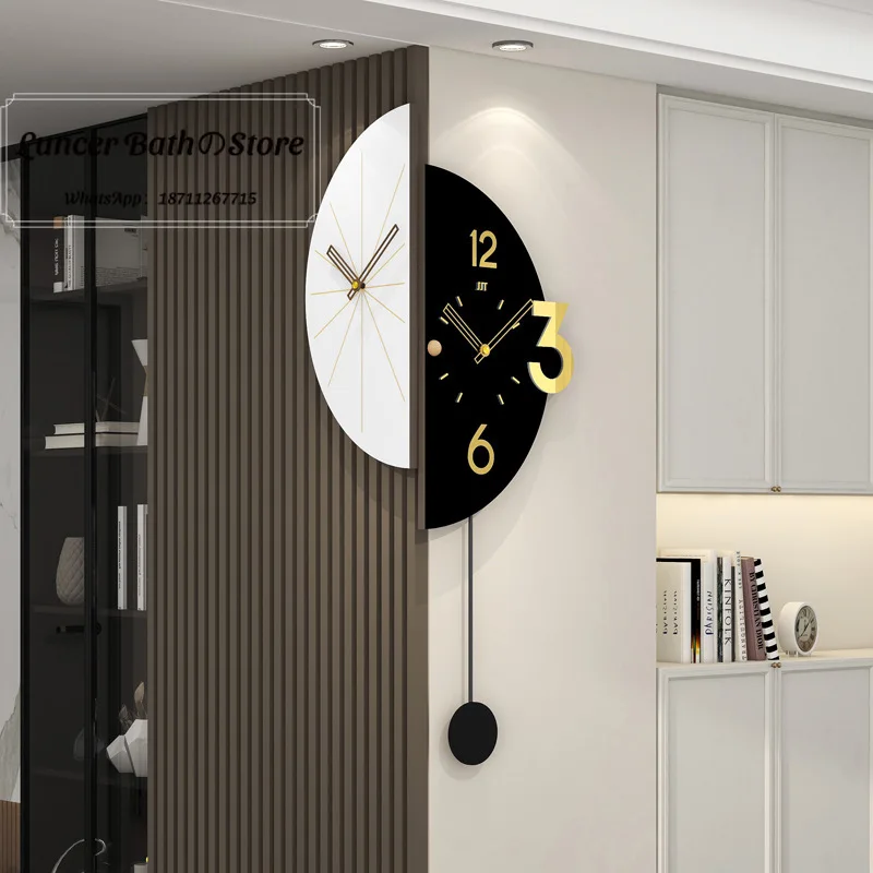 Double-sided corner wall clock modern creative living room clock for home restaurant wall-mounted silent punch-free