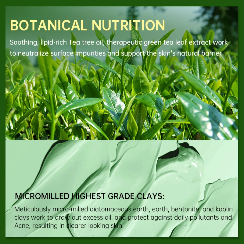 Mascarilla de arcilla de árbol de té, eliminador de espinillas, limpieza profunda, Control de aceite, mascarilla Facial hidratante anti puntos negros, mascarilla Facial de barro, cuidado de la piel