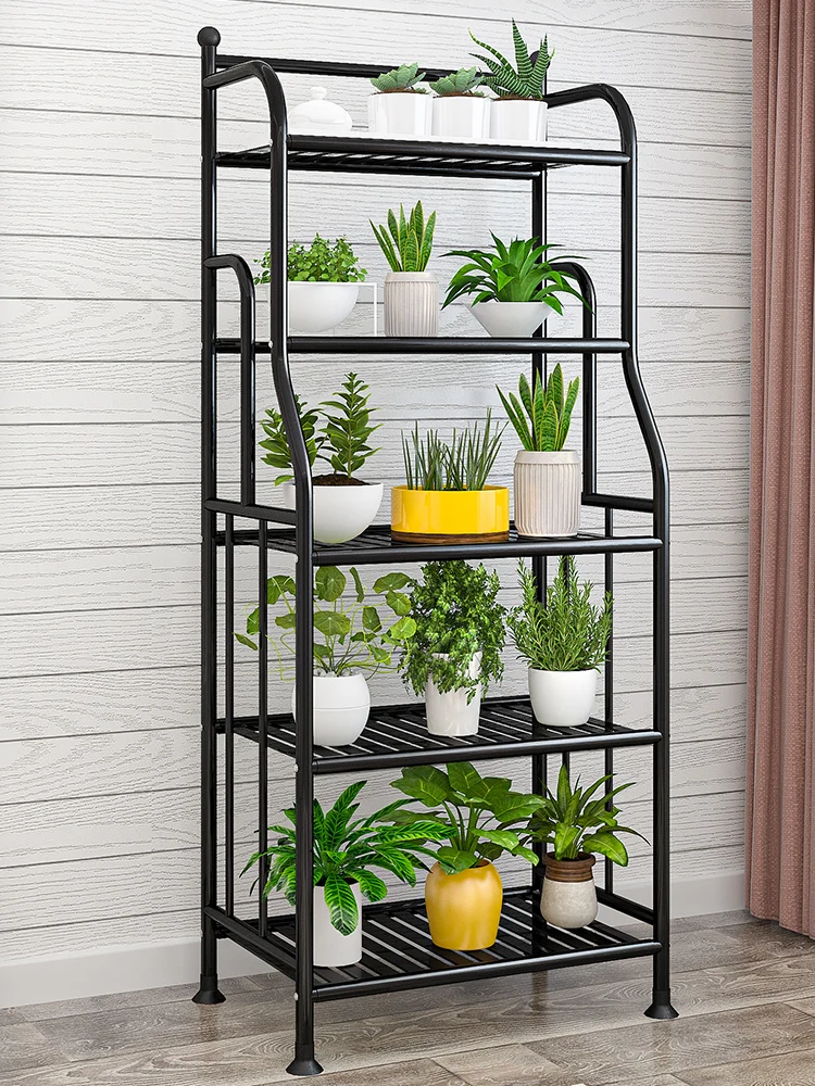 Flower shelf, wrought iron living room, multi-layer flower stand, shelf, modern and simple flower pot shelf