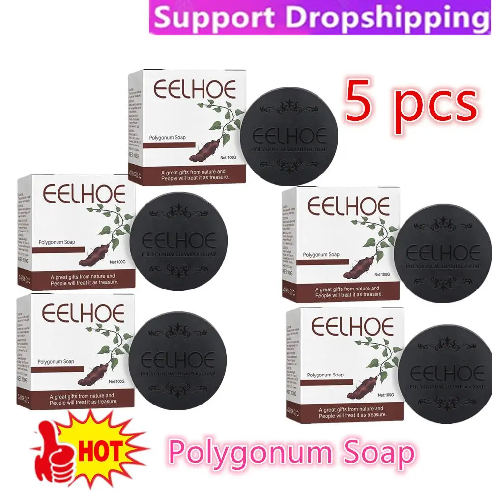 

5 Pcs Polygonum Soap Bar Hair Darkening Shampoo Repair Hair Solid Soap Natural Organic Hair Conditioner 100g