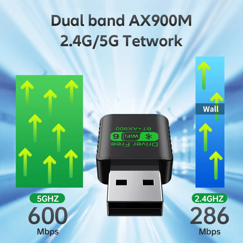 AX900 USB WiFi 6 Bluetooth 5.4 Adaptador 2 em 1 Dongle Dual Band 2.4G e 5GHz Rede Receptor Sem Fio DRIVER GRATUITO para Windows 10/11