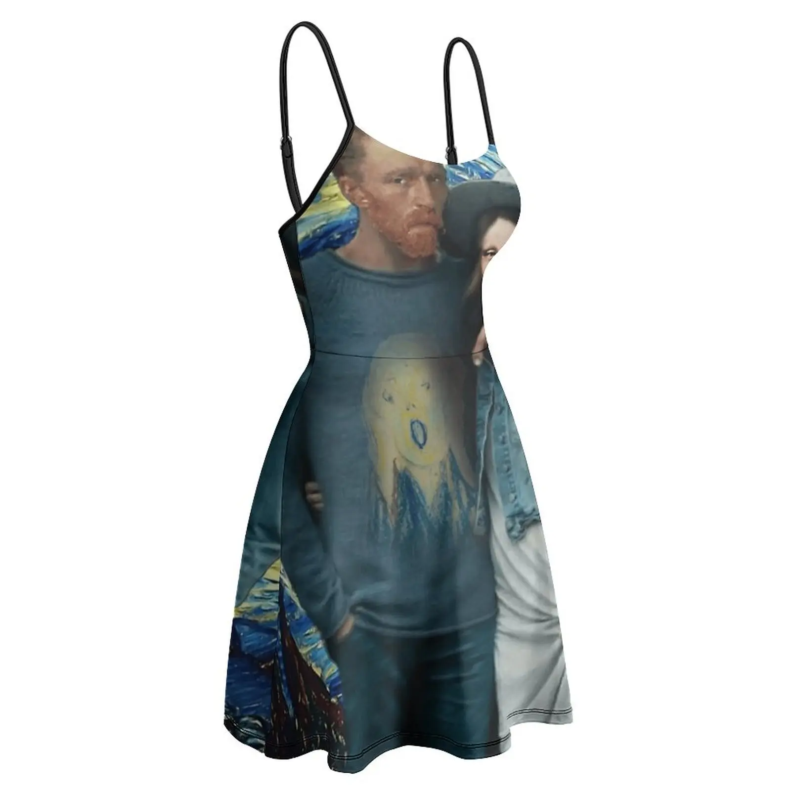 Vestido exótico de arte abstracto de Van Gogh con Mona Lisa para mujer, ropa divertida con gráfico de Humor para fiestas gráficas