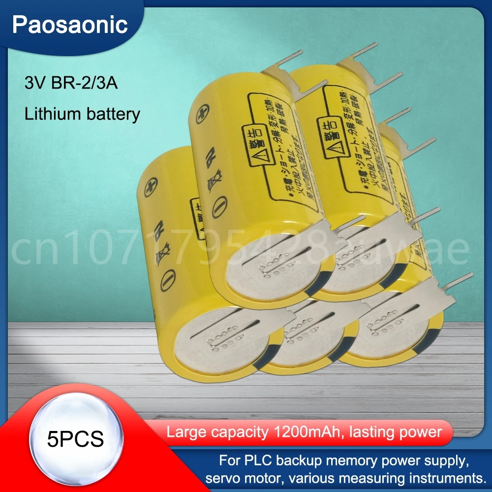 5PCS BR-2/3A 3V 1600mAh CR17335 PLC Lithium Batteries with Plug for Mitsubishi  Industrial Battery Long Lasting Band Needle