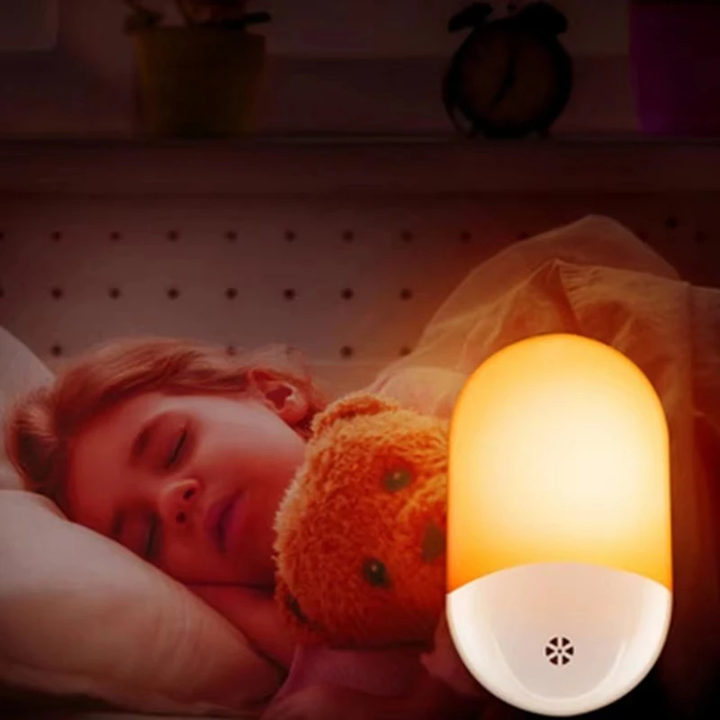 F-3C plug in night light led night light lâmpada com sensores inteligentes do anoitecer ao amanhecer sensor brilho ajustável para crianças plugue da ue