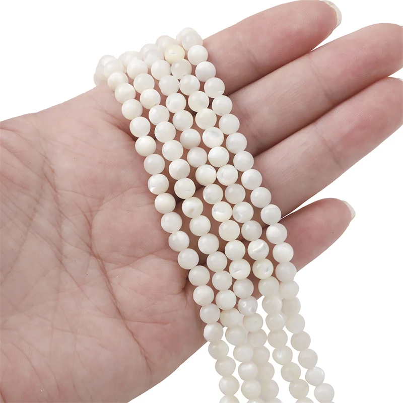 2/3/5/6mmWholesale Natural shell Beaded White Round shape craft shell loose beads For jewelry making DIY Bracelet necklace acces - view 3