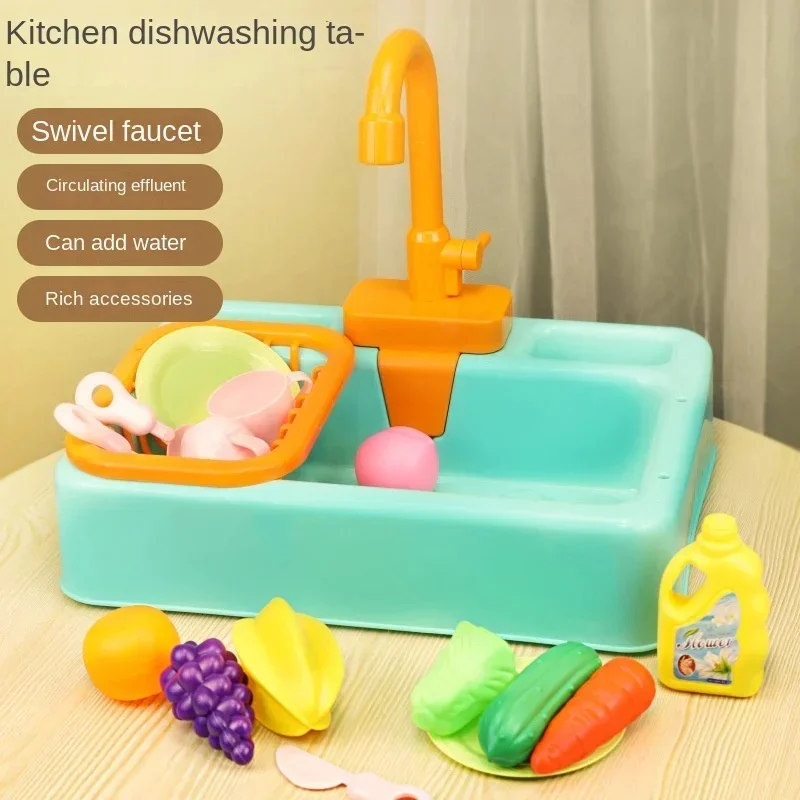Kitchen Toy Plastic Dish‑Wash Sink Set, Children Simulation Pretend Role‑Play Housework Kit Early Educational Toy for Kids view 5