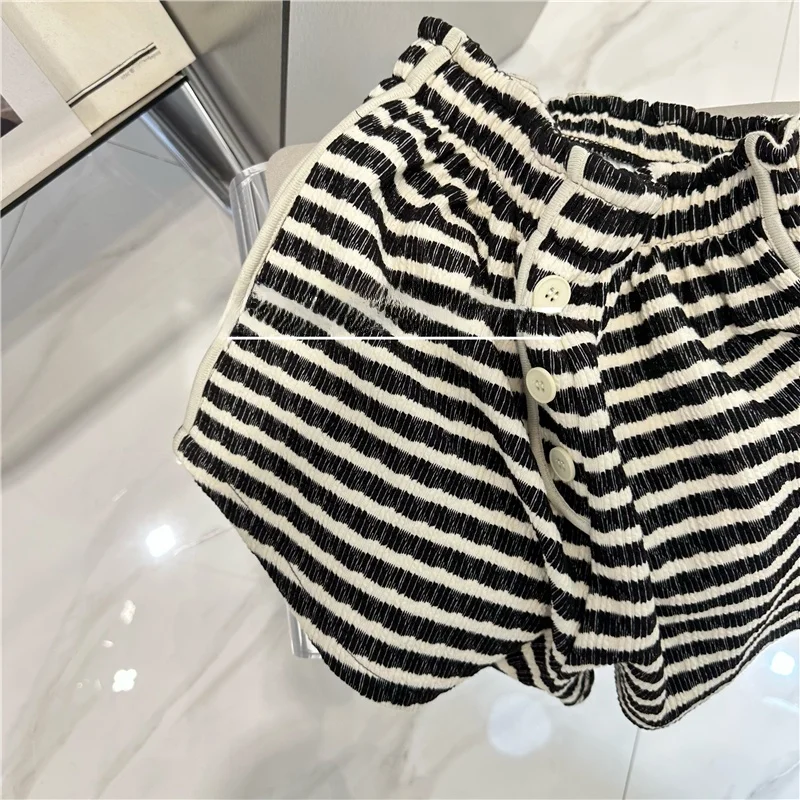 

Женские спортивные шорты-кюлоты Extra Large 300 Pou в полоску, с высокой талией, А-силуэта, повседневные, универсальные, удлиняющие ноги, широкие, модные