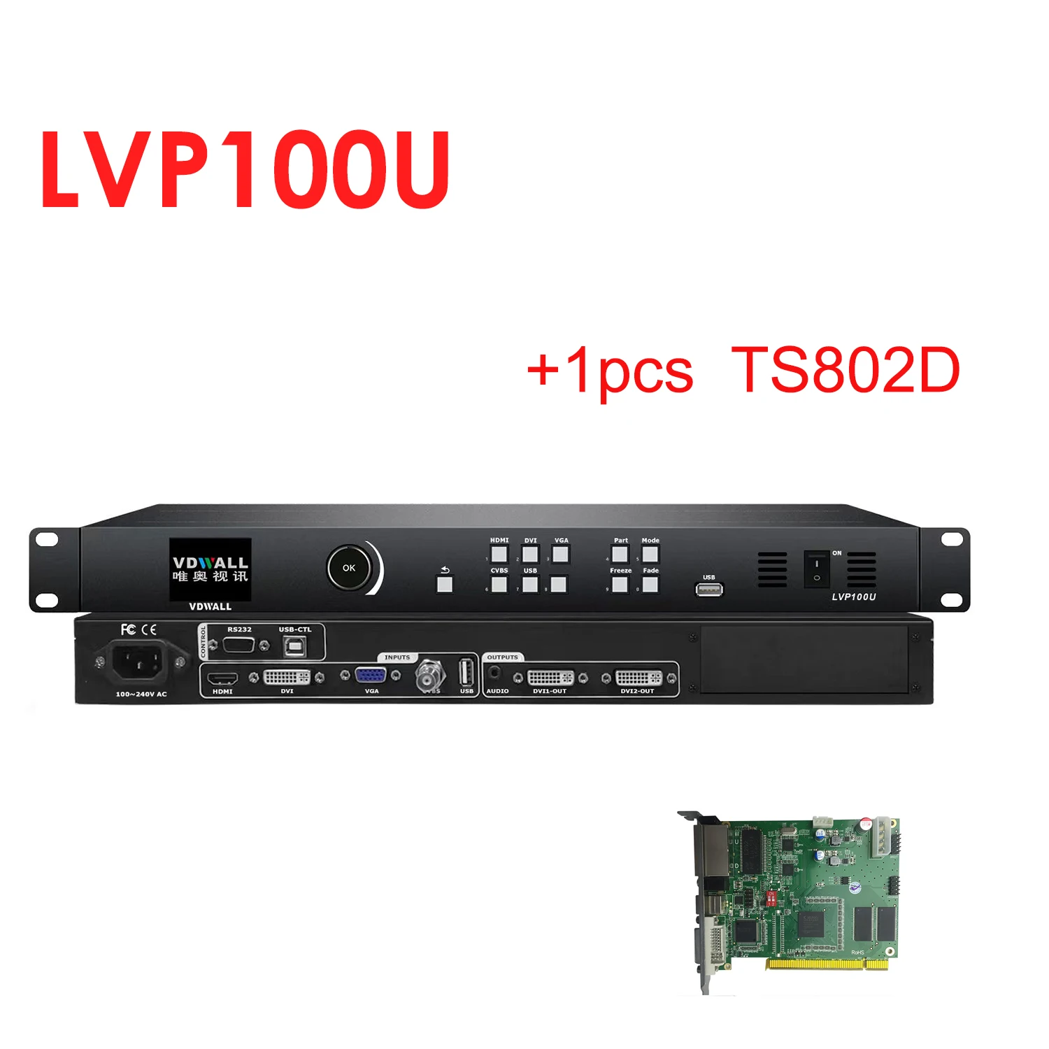 Processador de Vídeo com Cartão Novastar Link Envio, Display LED, Baixo Custo, Barato, LVP100, LVP100U