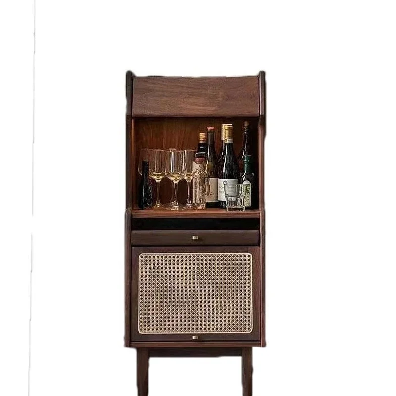 North American black walnut side cabinet weaving Teng locker Song-style aesthetics Zen living room bedroom solid wood furniture