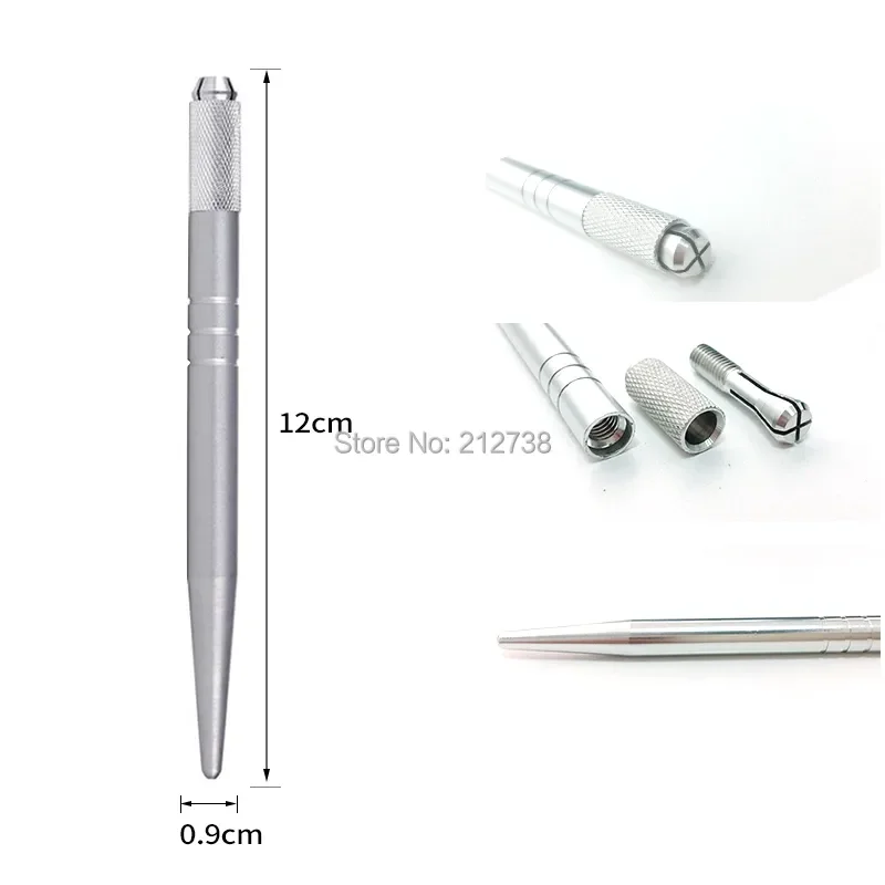 5 Pcs Tattoo Microblading Pen  Silver Color Tebori Pen Manual Tattoo Pen Machine for Permanent Makeup Pen Eyebrow