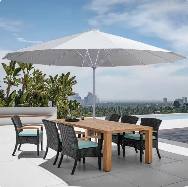 7M Outdoor Extra-Large Sunshade Umbrella Wind-Resistant with Lights for Beach Park Project Commercial Use Starlight Sun Umbrella