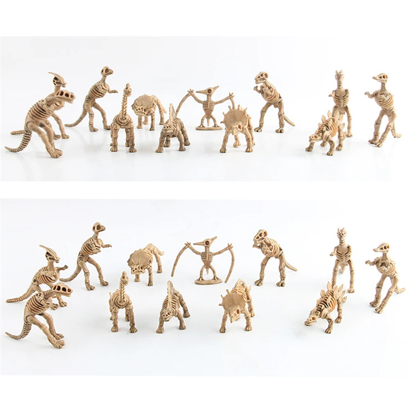 12Pc/Set Simulation Mini Jurassic Dinosaur Skeleton Archaeological Excavation Dinosaur Model Fossils Bones Toy Figures Kid Gift