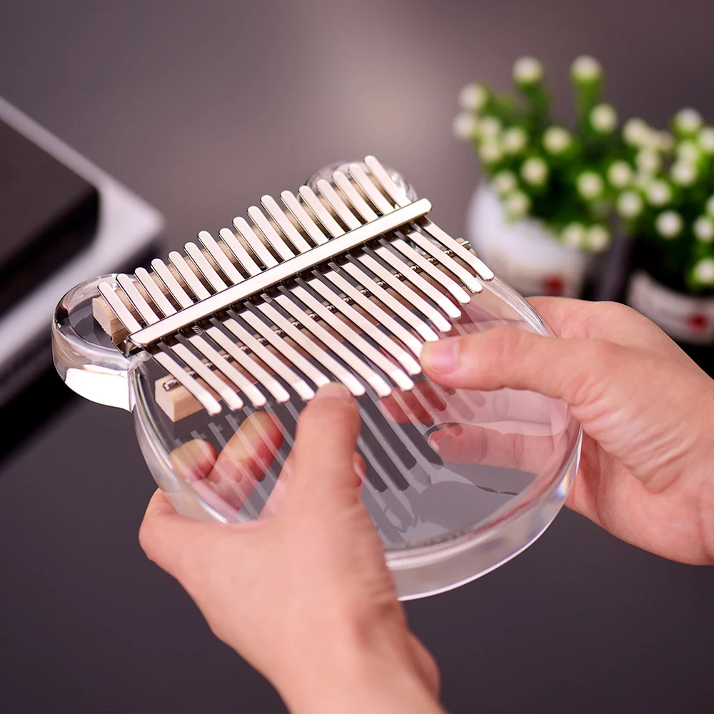 17-Key  Piano Transparent Acrylic Material with Carry Bag Musical Note Stickers Tuning Hammer Cleaning Cloth Musical Gift