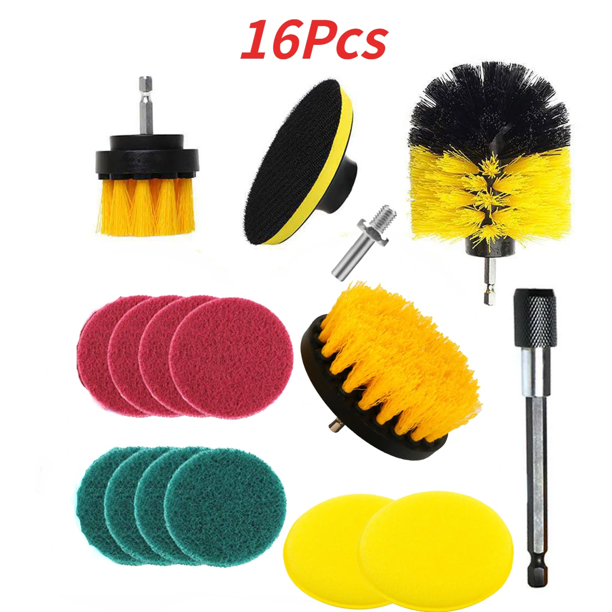 16Pcs Electric Drill Brush Kit Electric Cleaning Brush Tool For Car Tile Bathroom Brush Bathroom Kitchen Scrubber Brushes