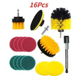 16Pcs Electric Drill Brush Kit Electric Cleaning Brush Tool For Car Tile Bathroom Brush Bathroom Kitchen Scrubber Brushes