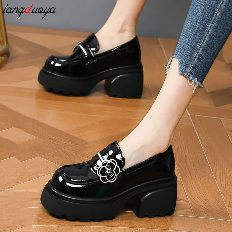 Luxury Designer Brand Mary Jane High Heels Women\'s Platform Loafers Gothic Black Single Shoes Women Japanese JK Uniform Shoes