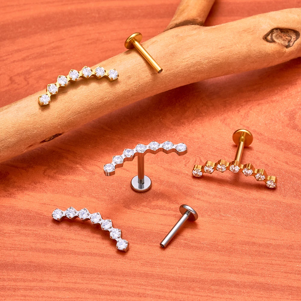 ASTM F136 Titan Tiny Trinity CZ Blumen-Labret-Stud 16G Knorpel-Ohrring Nasen-, Lippen-, Tragus-, Conch-, Helix-, Ohrläppchen-Piercing-Schmuck – Detail 12