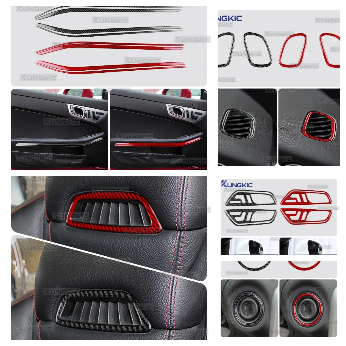 

Накладки из настоящего мягкого карбона для Mercedes-Benz SLK R172 2011-2016, SLC 2016-2020. Доступен комплект наклеек и декоративных элементов.