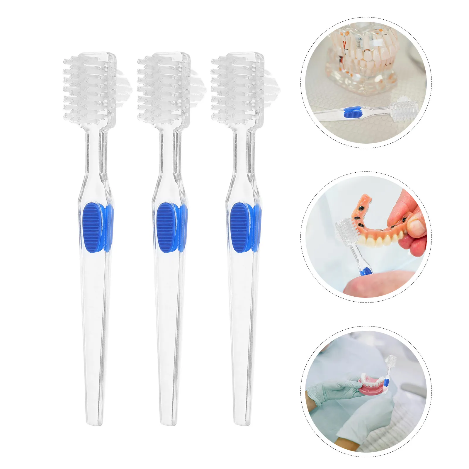 6Pcs Denture Cleaning Brush Double Sided Portable Mini Toothbrush for Adults Partial Dentures Retainers Line Cleaning Travel