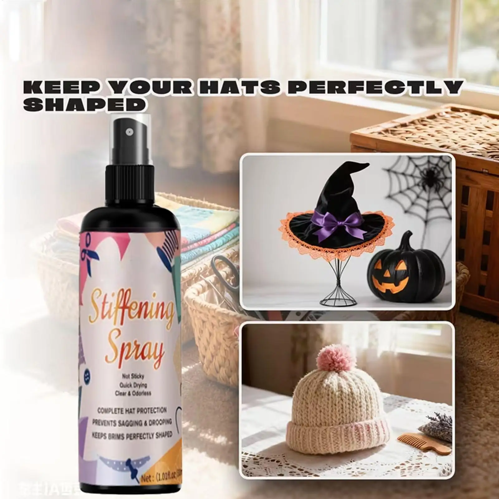 100ml Fabric Stiffener Spray, Quick Drying Hardener for Crochet Lace Wool Felt, Fast Acting Textile Stiffening Spray DIY Crafts