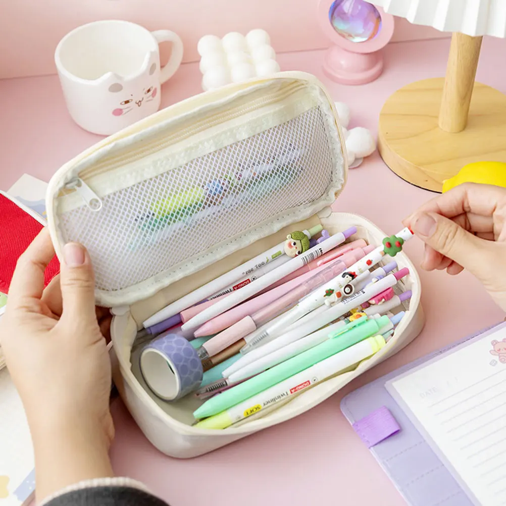 

Large Capacity Pen Bag Stationery Pouch Simple Design Suitable Pens Pencils Erasers Students Lovely Gift
