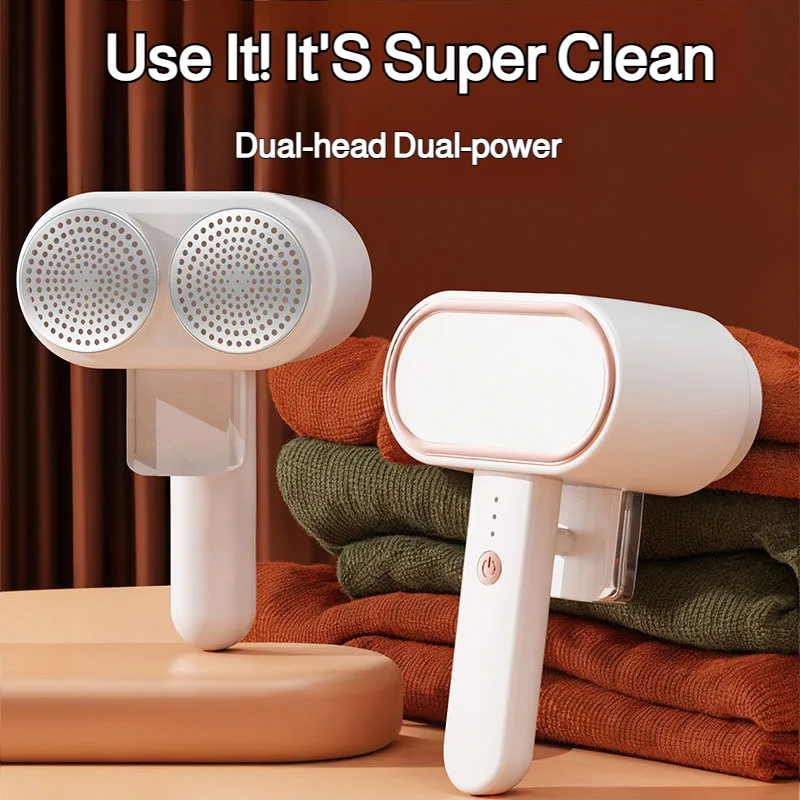Quitapelusas doméstico ajustable de 3 velocidades, recortador de pelo recargable por USB de doble cabezal, apto para telas, eficiente para ropa/tela