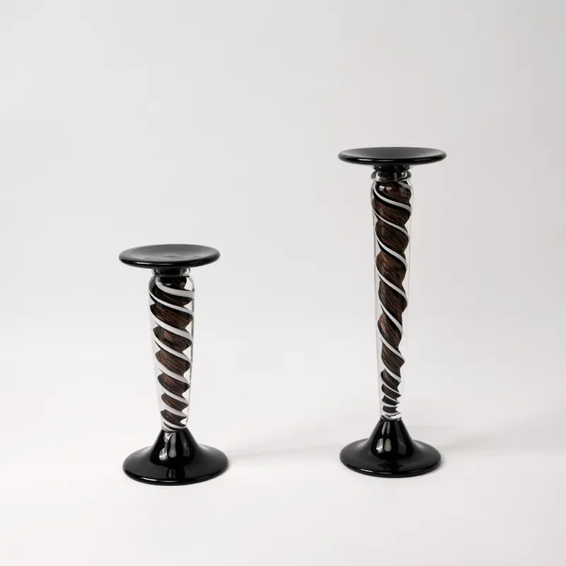 Vintage French Style Handmade Glass Candlestick Medieval Art Home Decor Romantic Dining Table Centerpiece Ornament for Side