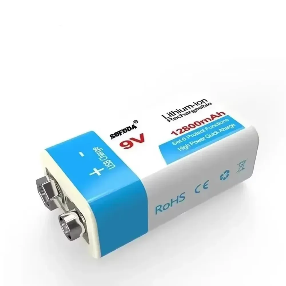 Nieuwe 9V Oplaadbare Batterij 12800mAh 6F22 Micro USB 9v Li-ion Lithium Batterijen voor Multimeter Microfoon Speelgoed afstandsbediening KTV