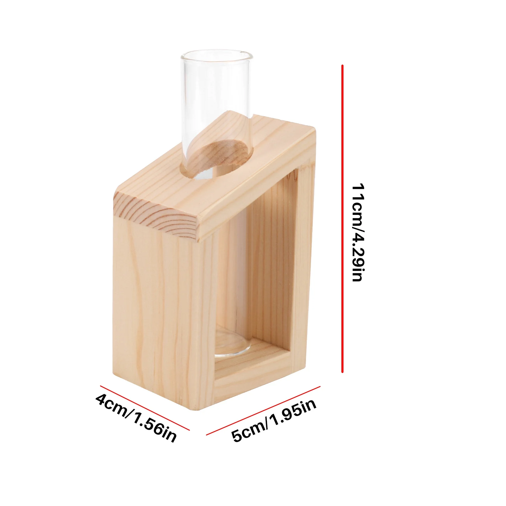 ABUL-Crystal Glass Test Tube Vase In Wooden Stand Flower Pots For Hydroponic Plants Home Garden Decoration